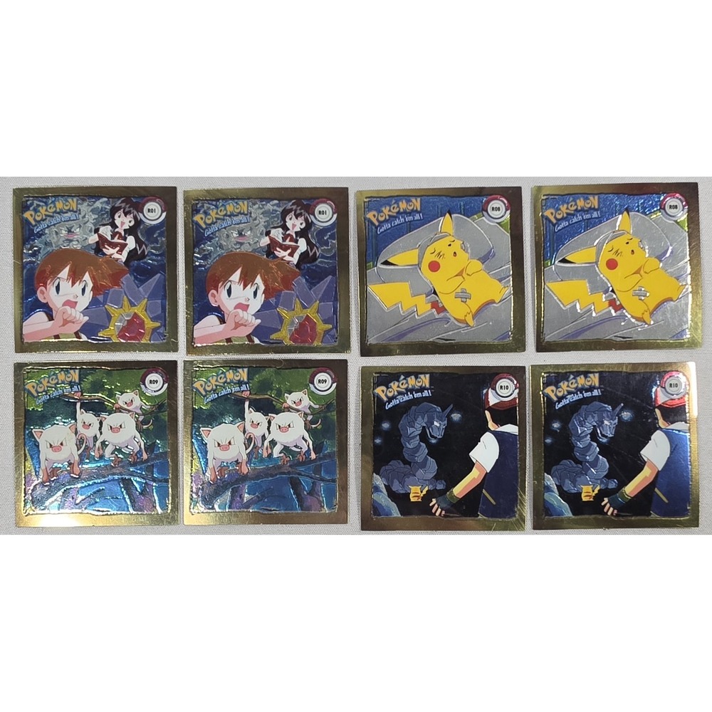 Pokémon 18 Gold Chromium Stickers R1, R8, R9, R10 1999 Artbox Series 1